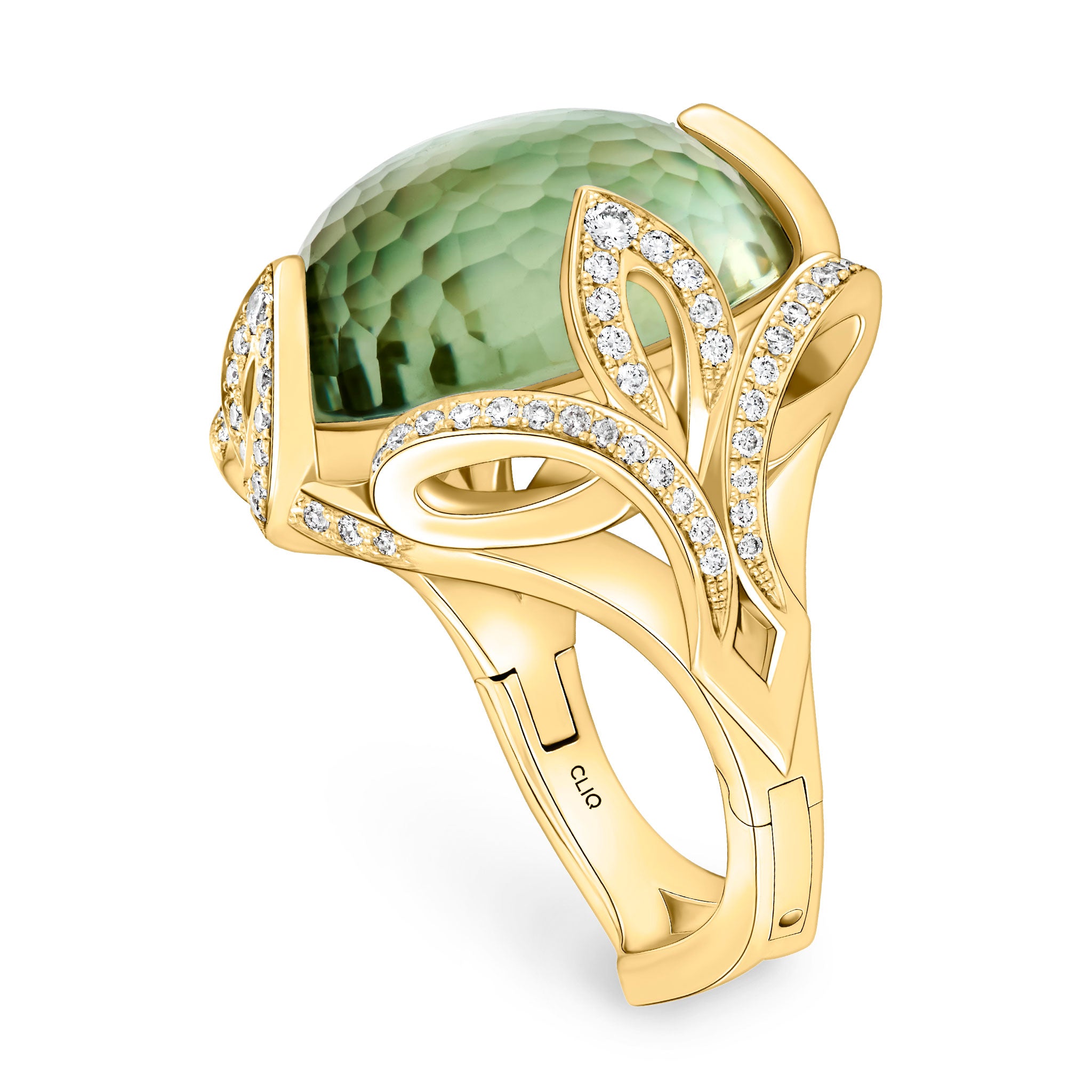 Verdana Prasiolite + Diamond Cocktail Ring