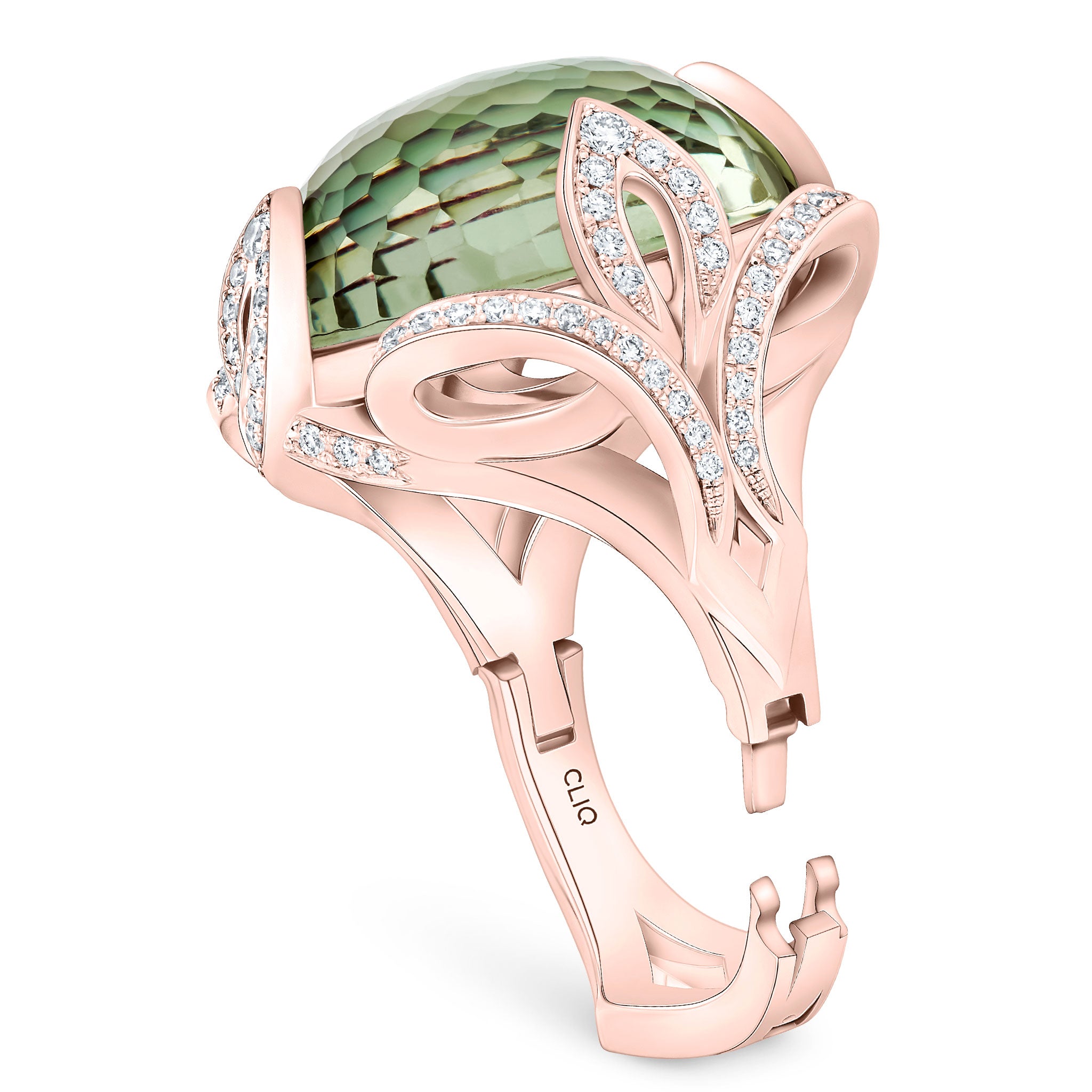 Verdana Prasiolite + Diamond Cocktail Ring