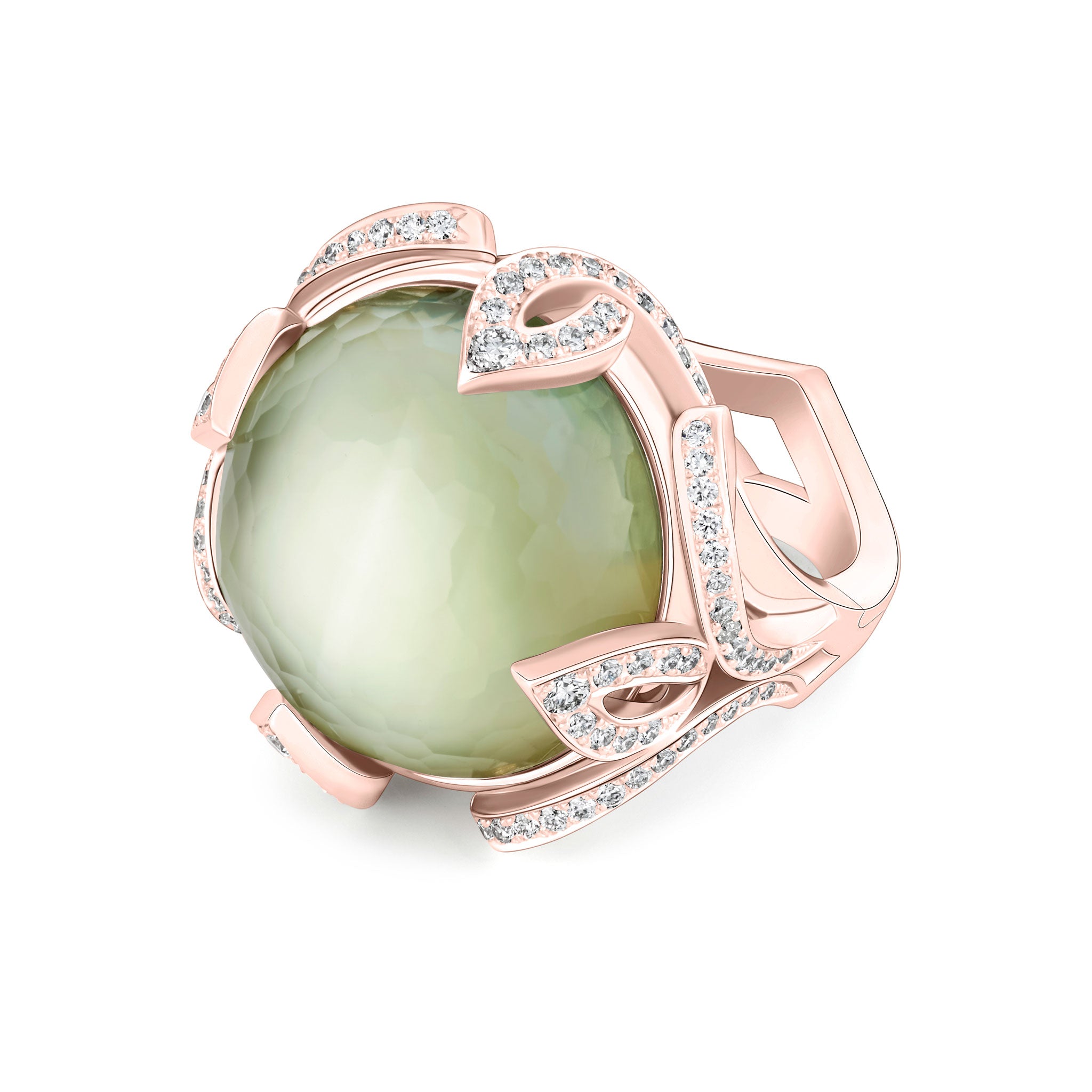 Verdana Prasiolite + Diamond Cocktail Ring