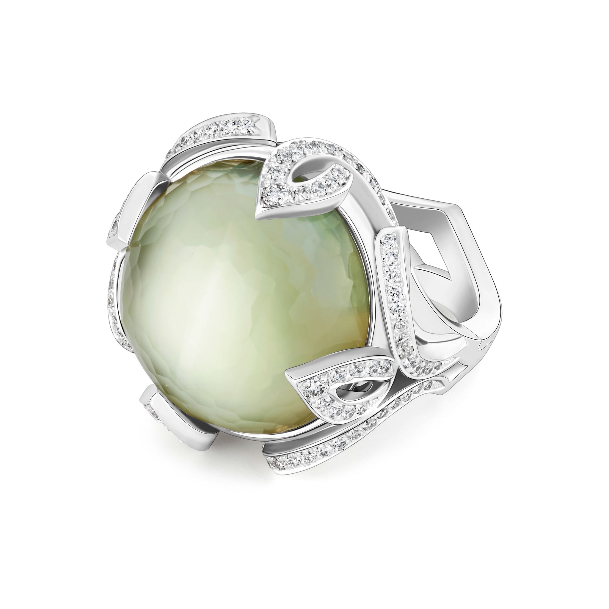 Verdana Prasiolite + Diamond Cocktail Ring