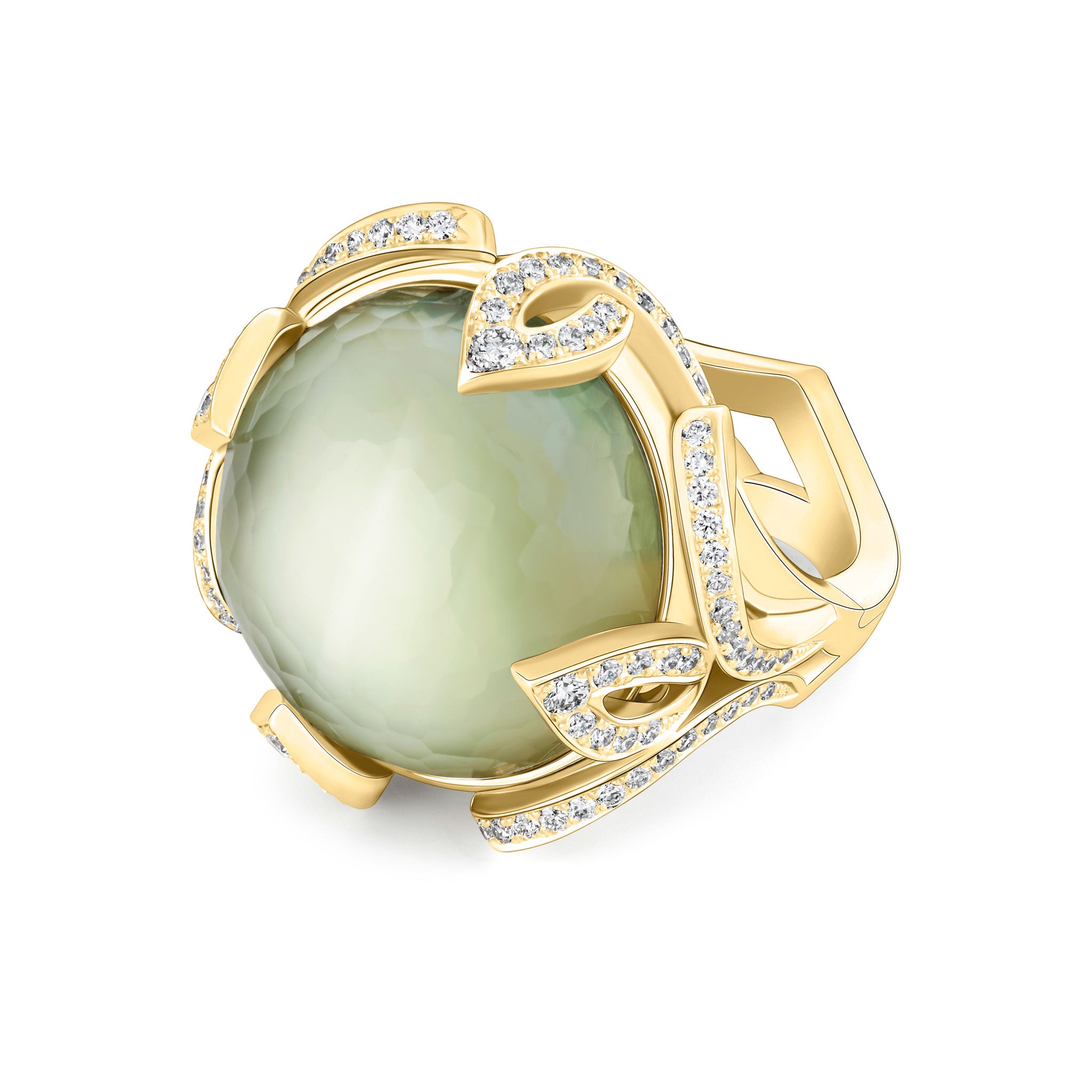 Verdana Prasiolite + Diamond Cocktail Ring