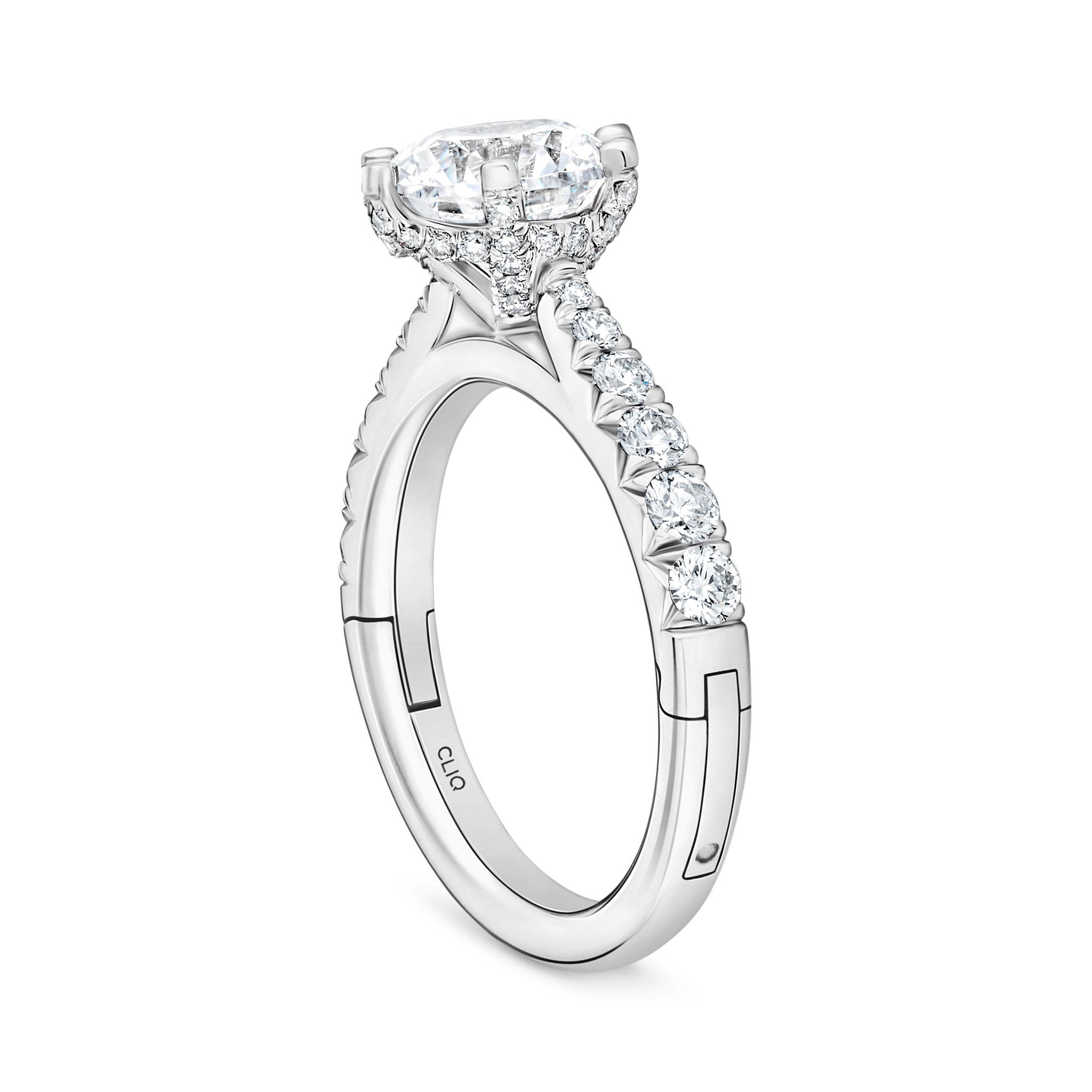 Wellesley Hidden Halo Engagement Ring with Side Stones