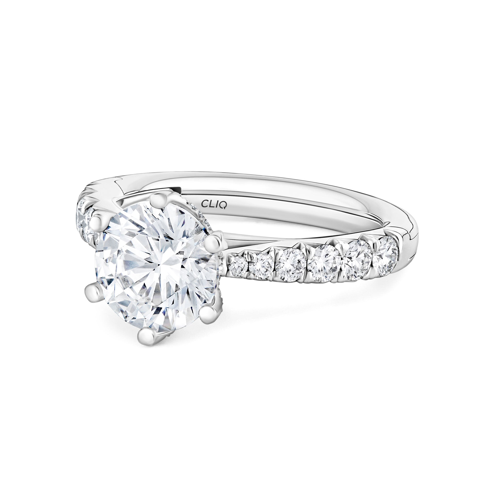 Wellesley Hidden Halo Engagement Ring with Side Stones