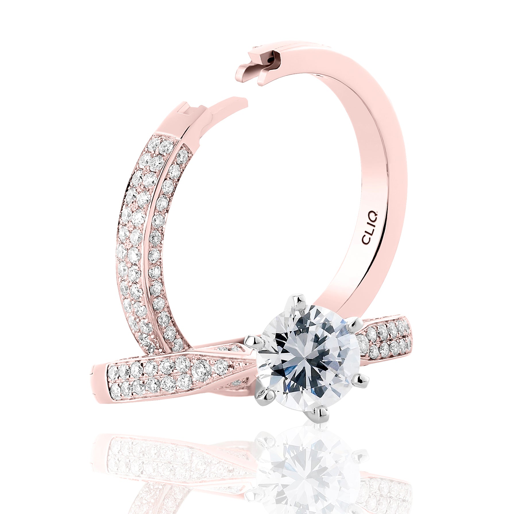 Lumiere Solitaire Engagement Ring with Pavé Band