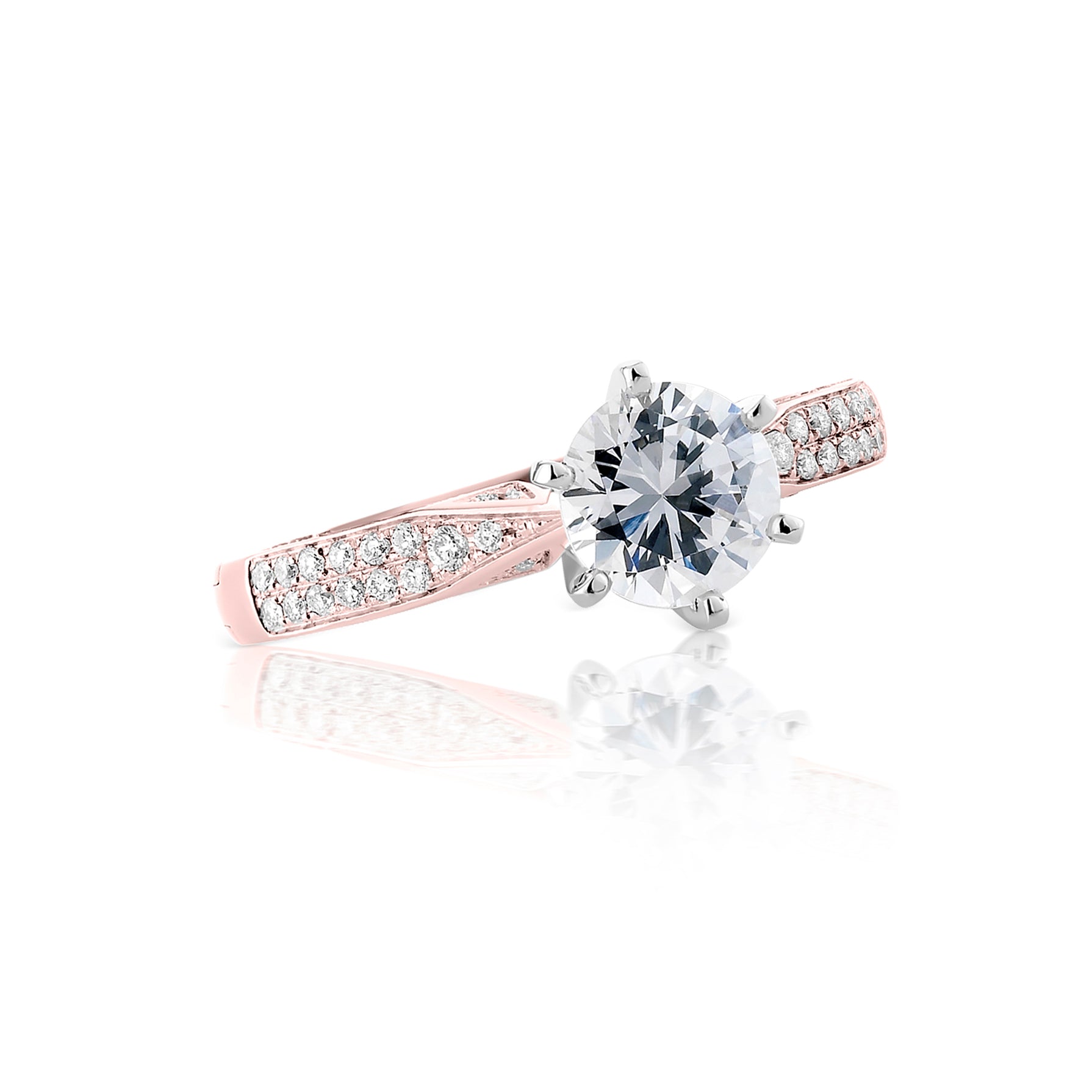 Lumiere Solitaire Engagement Ring with Pavé Band