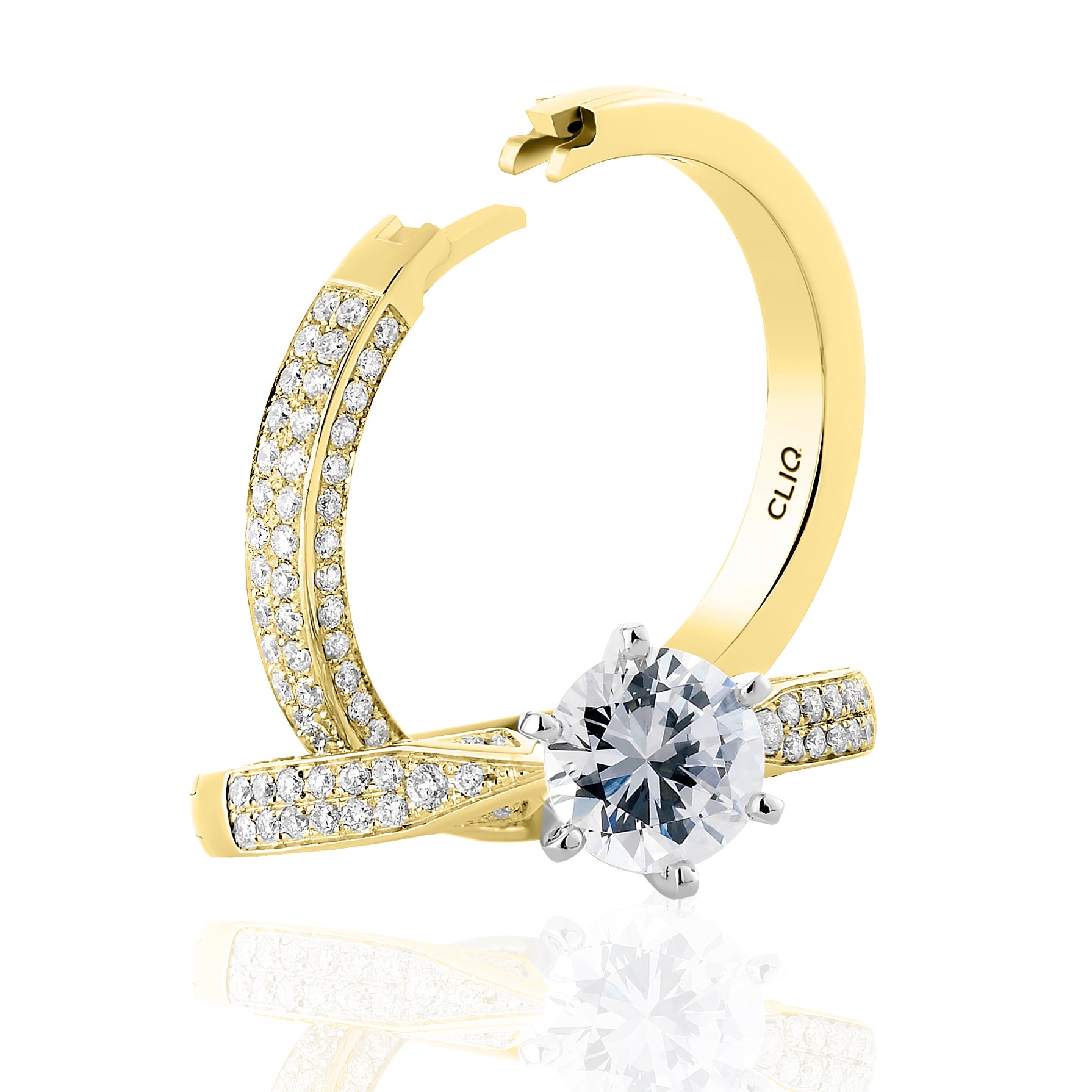 Lumiere Solitaire Engagement Ring with Pavé Band